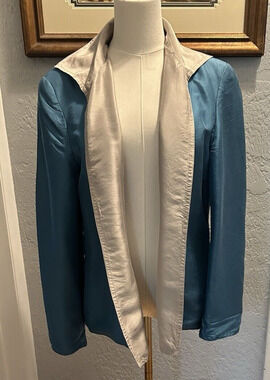 Russell Kemp Blazer SZ 10 100% Silk and Silk Lined Vintage Shoulder Pads Y2K